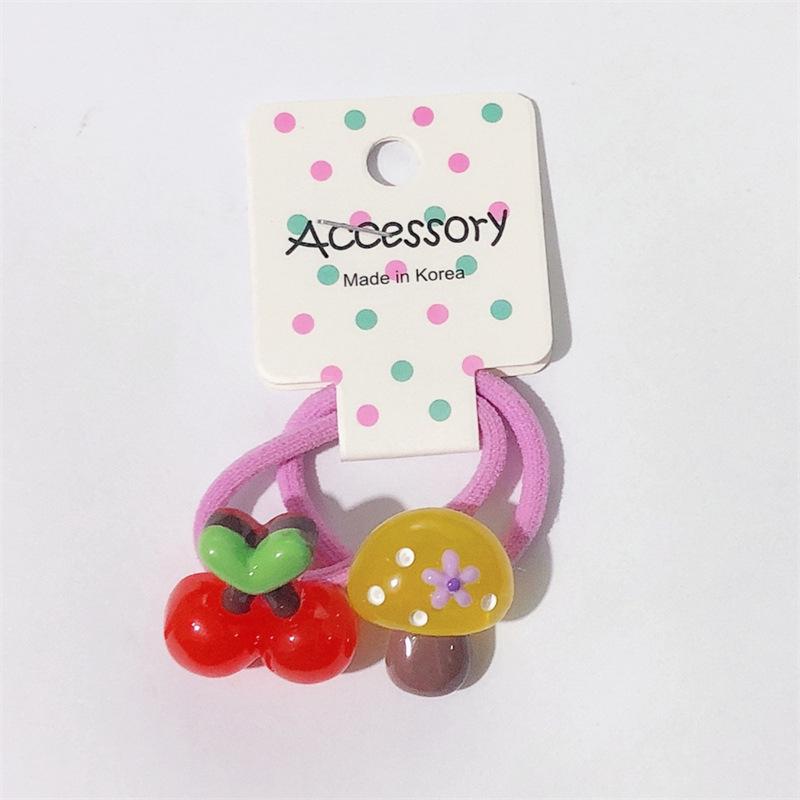 Sladké ovocné gumičky do vlasů pro korejské dívky - Jemné gumičky pro děti, Barevné kreslené vlasové doplňky.