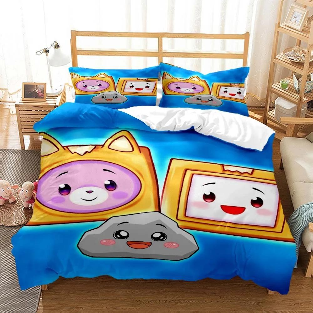 Lankybox Foxy Boxy Charmant Cartoon 3D Design beddengoed Queen Afmeting beddengoedset Aangepaste King Size maat beddengoedset en comfortabel US Twin 173x218cm