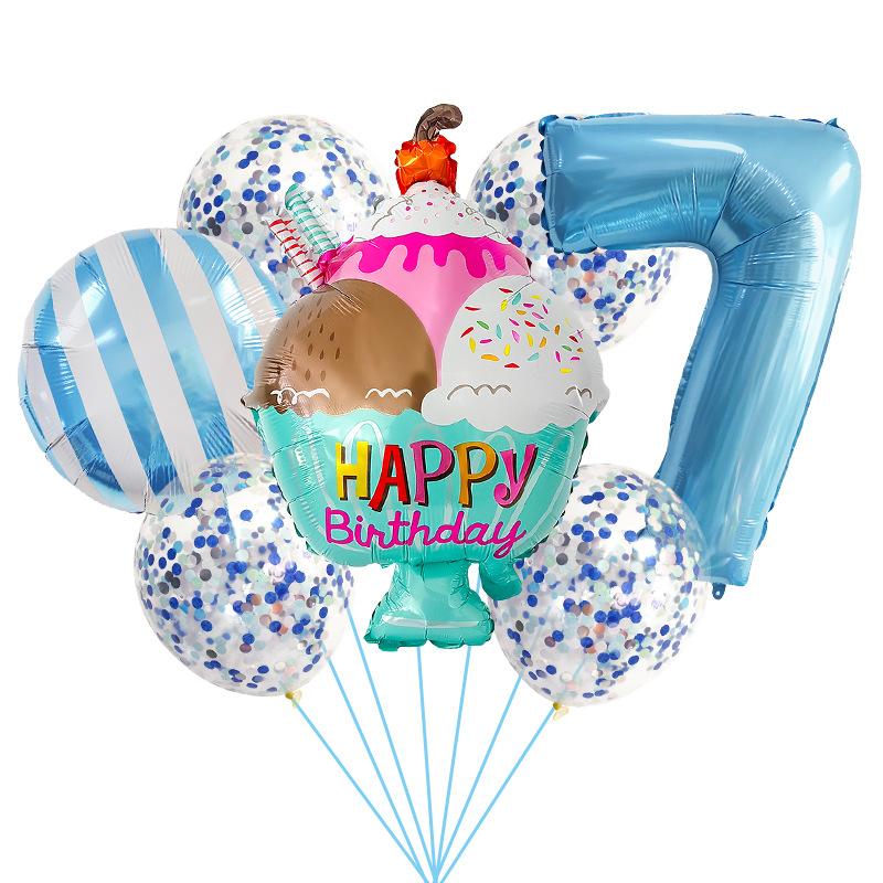 Birthday Ice Cream Candy Balloon Set Birthday Party Aluminum Film Balloon Arrangement Children'S First Year Photo
