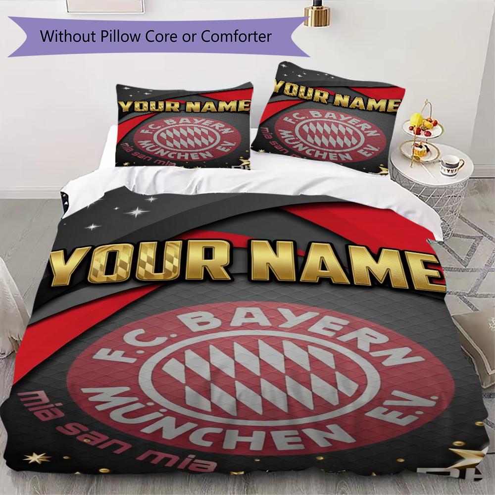 Custom Name Bayern Munich Pattern Bedding uilt Set uilt Cover Pillowcase Home Decoration Birthday Gift (1*duvet cover+2*pillowcase without core)
