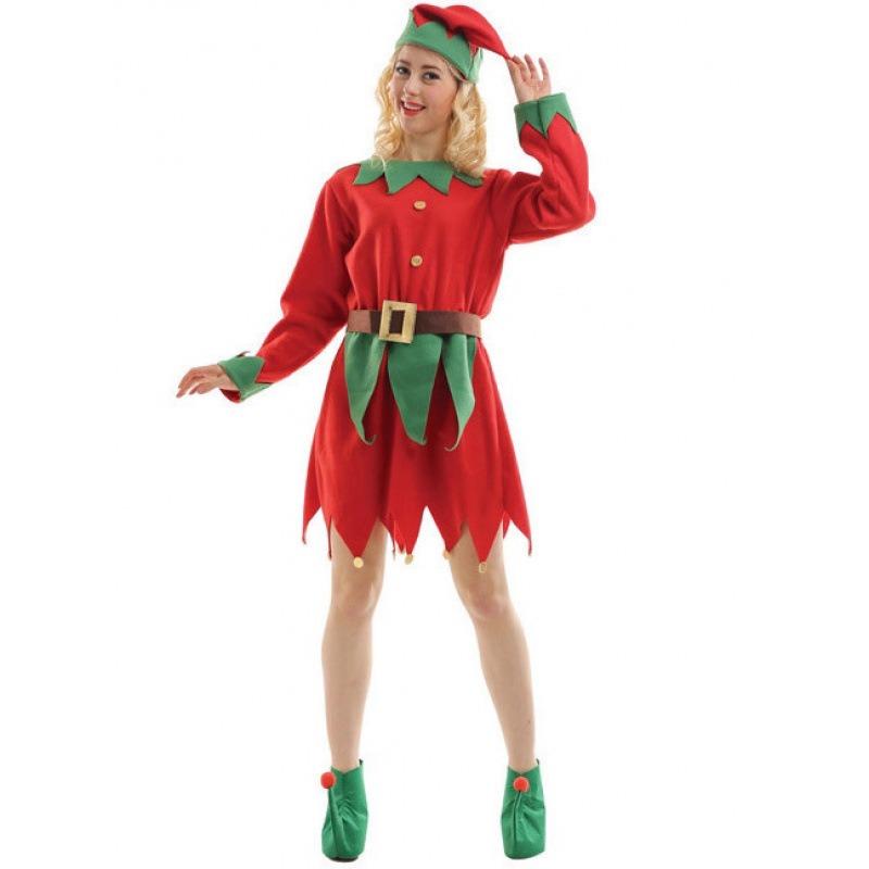 Adult Christmas Costume Children's Christmas Elf Suit Red and Green Color Scheme