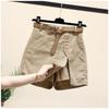 Women's Summer Korean Style High Waist A-Line Pure Cotton Shorts Skirt with Belt