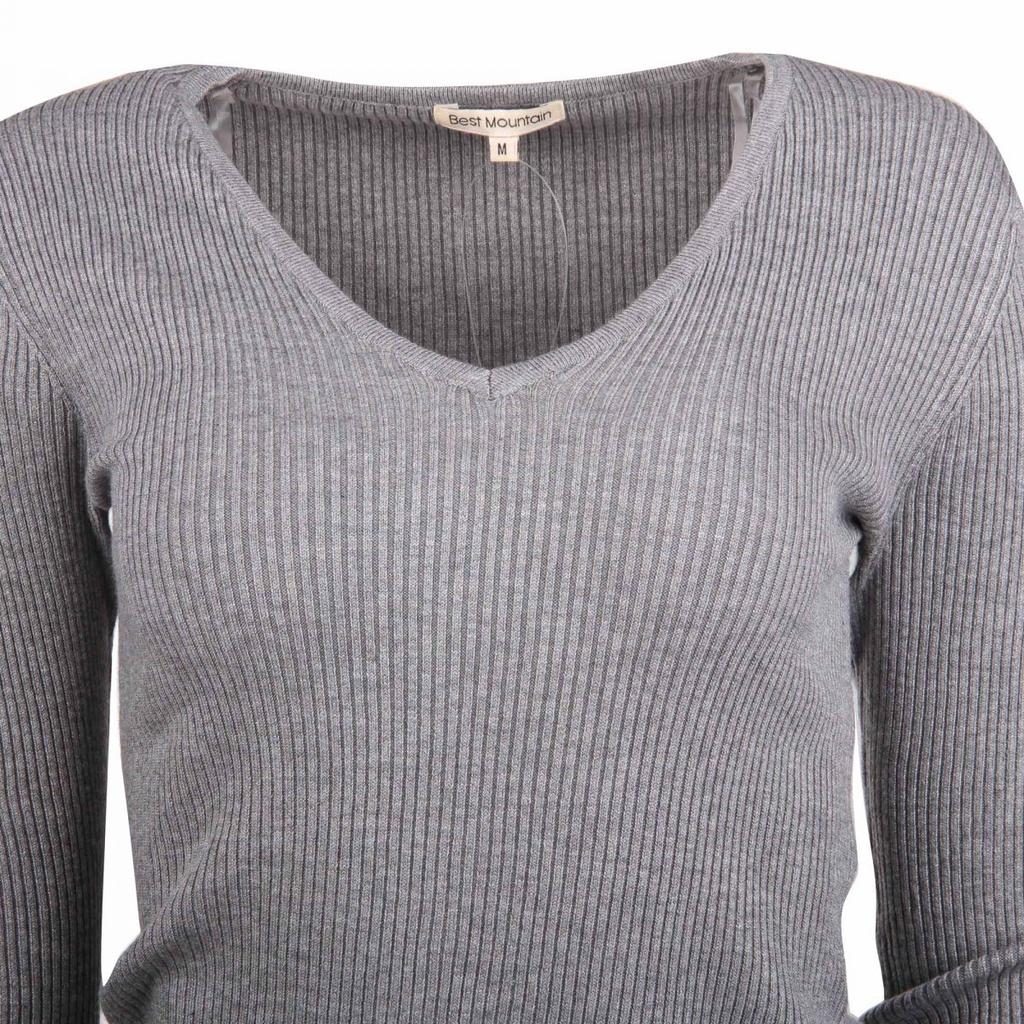 EGI Maillot Femme Manches Longues Laine Soie Côtes Avec Bord Plissé - Fabriqué En Italie