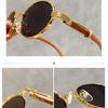 Wood-grain Legs Metal Oval Frame UV Protection Myopia Glasses Luxury Brand Vintage Punk Metal Outdoor UV400 Sun Glasses