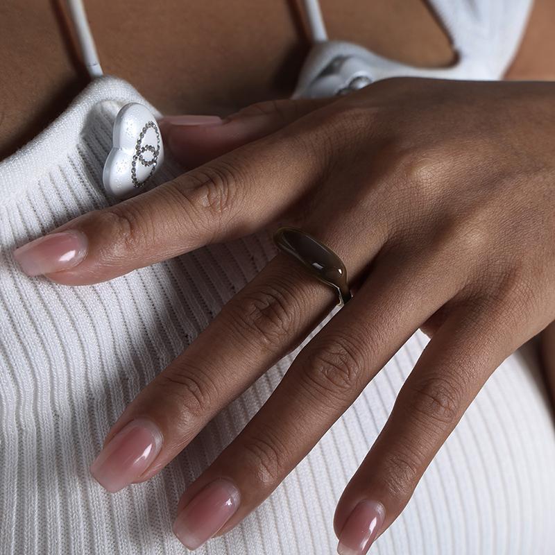 High Quality Stainless Steel Women'S Ring Exquisite Zircon Green White Brown Fashion Girl Gift  Non Fading Wholesale