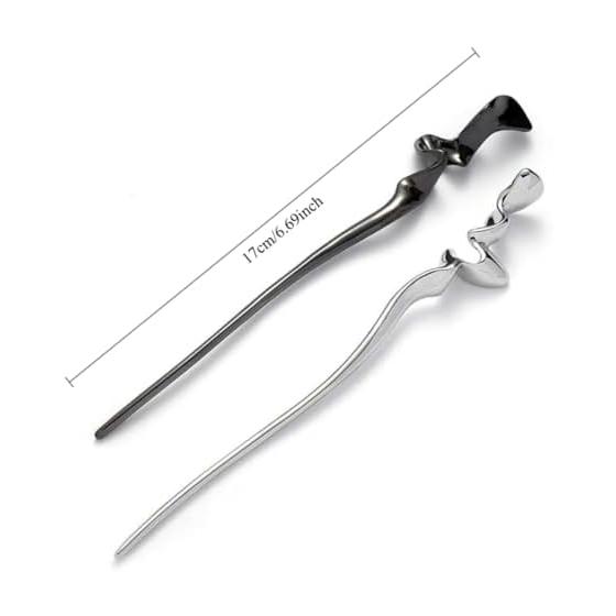 Zixui Hair Stick Pin, Hairpin, Hair Accessory, Gunmetal + Silver, Single Prong, for Yukata, Easy To Use, Versatile, Daily Wear