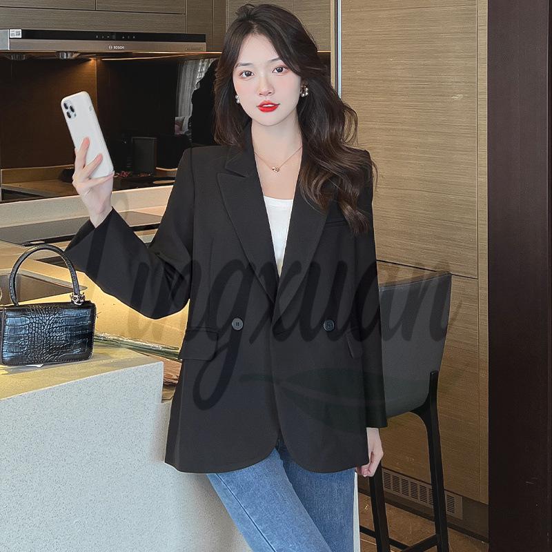 2026 Autumn Korean Street Style Loose Coffee Suit Jacket for Women