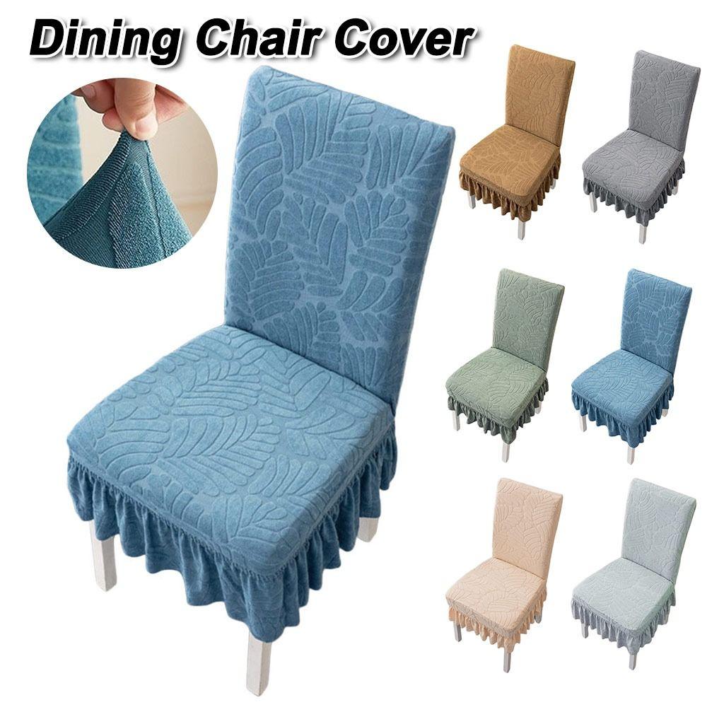 High-elastic Dining Chair Cover Anti-dirty Anti-slip Stool Slipcover Soft Jacquard Backrest Protector for Home Decoration