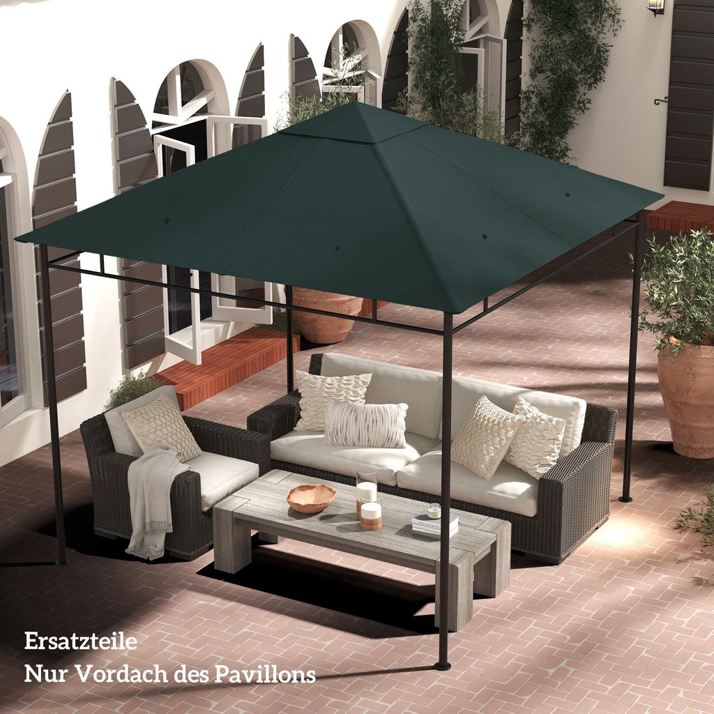 3 X 3 M Gazebo Canopy Replacement Cover, Garden Gazebo Roof Replacement, TOP COVER ONLY, Charcoal Green