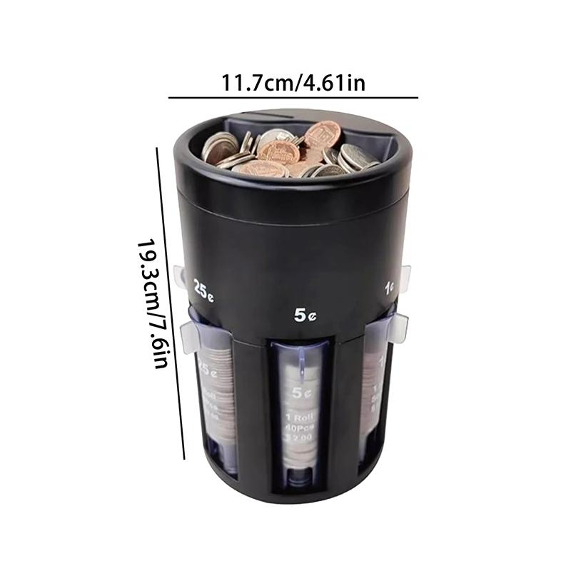 Pvc Automatic Coin Sorter 5-In-1 With Coin Wrappers - Quick & Accurate Coin Counter, Portable Change Organizer Bank Jar