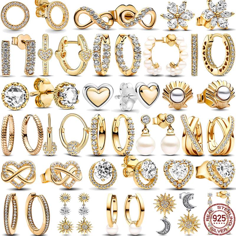 New 925 Silver Gold Color Pearl Earrings Light Luxury Jewelry Exquisite Charm Surprise Gifts for Women
