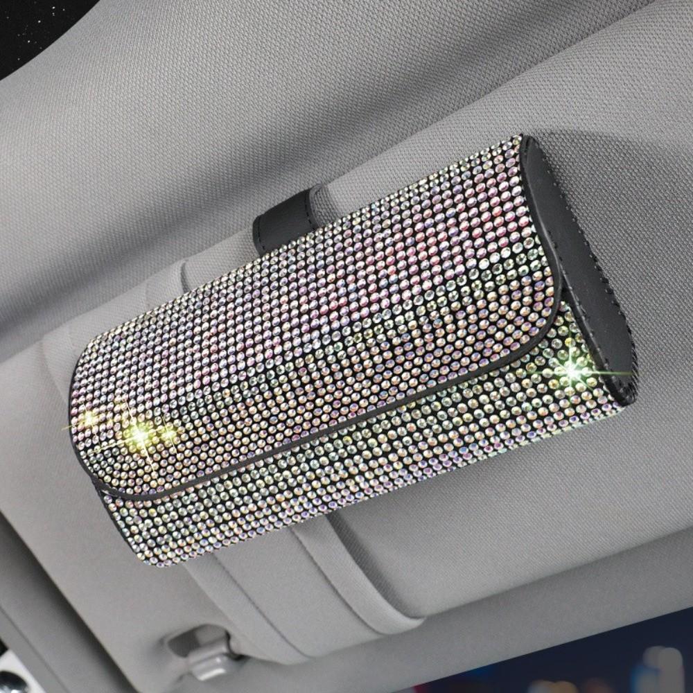 Portable Bling Car Glasses Case Anti-pressure Hard Shell Sunglasses Case Rhinestone Eye Glasses Case Car Assessoires