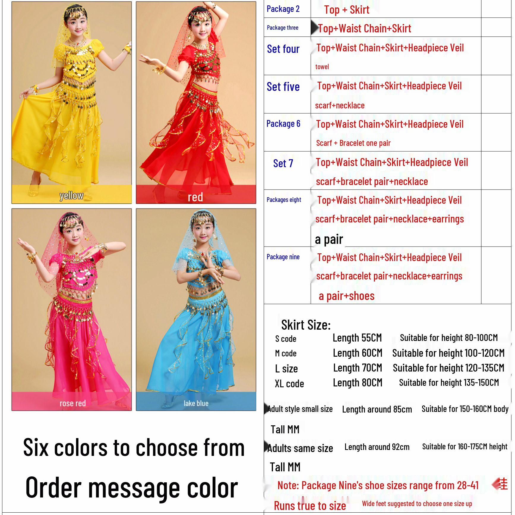 Y Six-one Girls  National Belly Dance Costume Set Specify Color (Package 2)