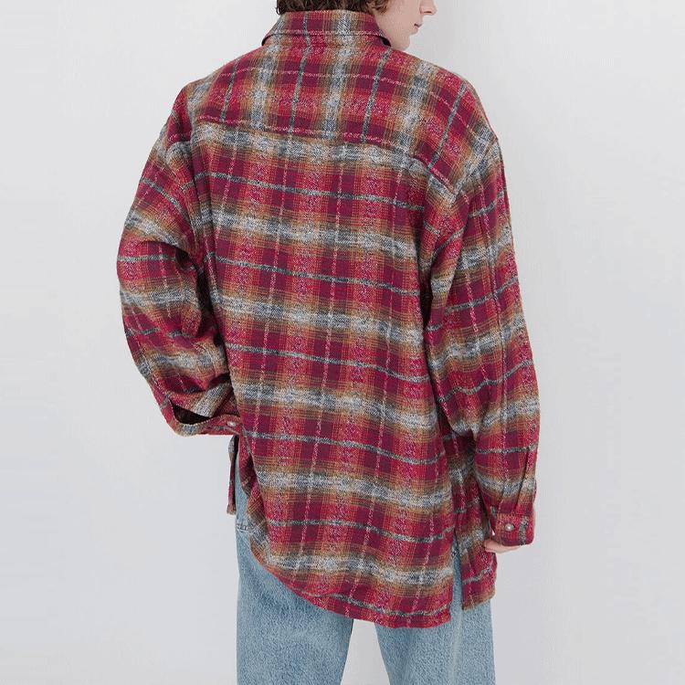 Levis Casual Plaid Long Sleeve Shirt Men shirts Red A0283-0000
