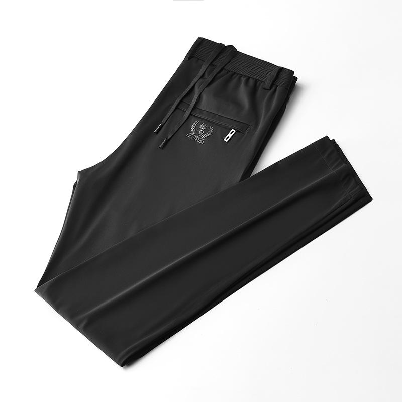 Men's Summer Ice Silk Business Casual Pants Straight Trousers Thin High Stretch Pants