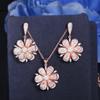 Simple Diamond-Set Rose Gold Flower Earrings, Pendant, Small Set, Super Flash Zircon Women'S Jewelry.