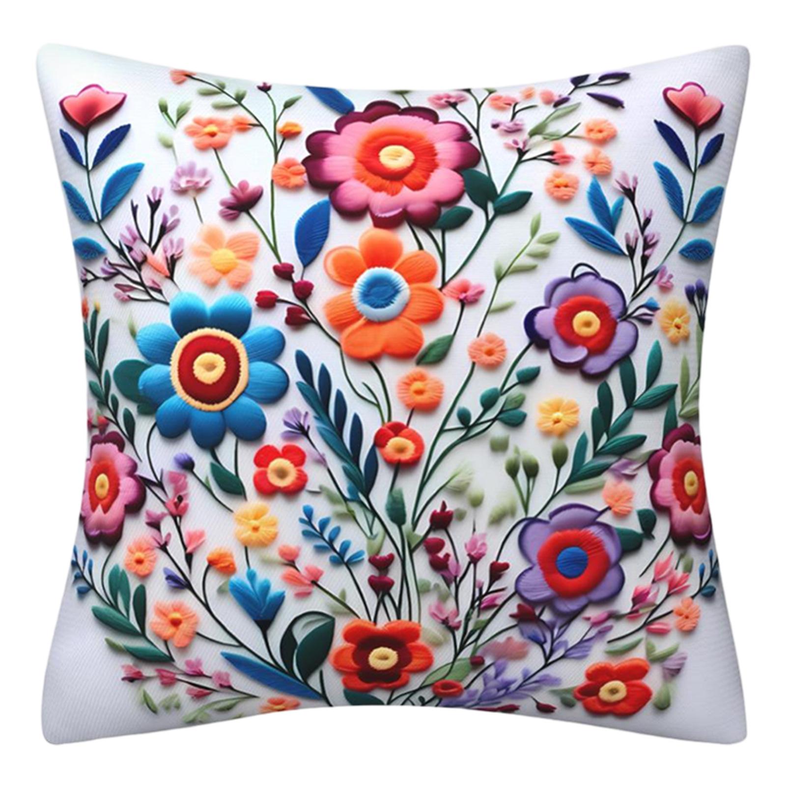 

Imitation Embroidery 3D Flower Pillowcase For Spring And Summer, Fashionable And Sofa Cushion Cover One Size