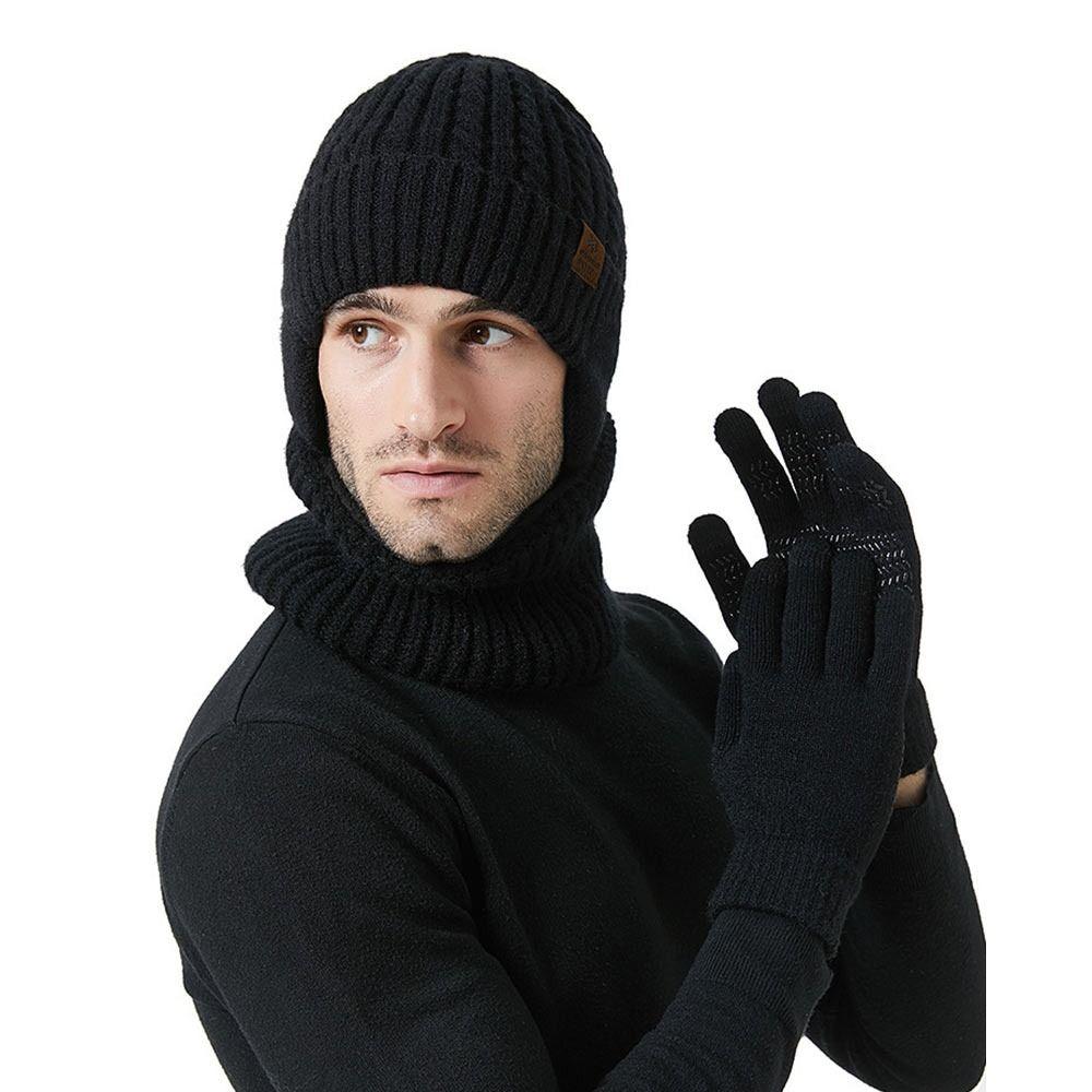 3Pcs/set Soft Touch Screen Gloves Warm Ear Protection Cap Winter Beanie Hat Scarf  for Men Women