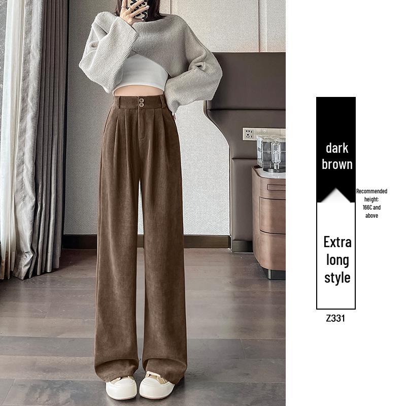 Women's High-End Black Drapey Straight-Leg Wide Suit Pants - Slimming, Casual Fit for Spring/Summer, Ideal for Pear-Shaped Bodies.