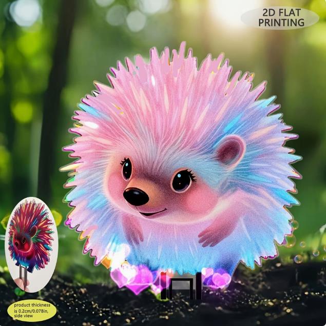 1PC Luminous Hedgehog Garden Floor Plug - UV Activated Neon Color, No Power Required, Lightweight Outdoor/Interior Decoration