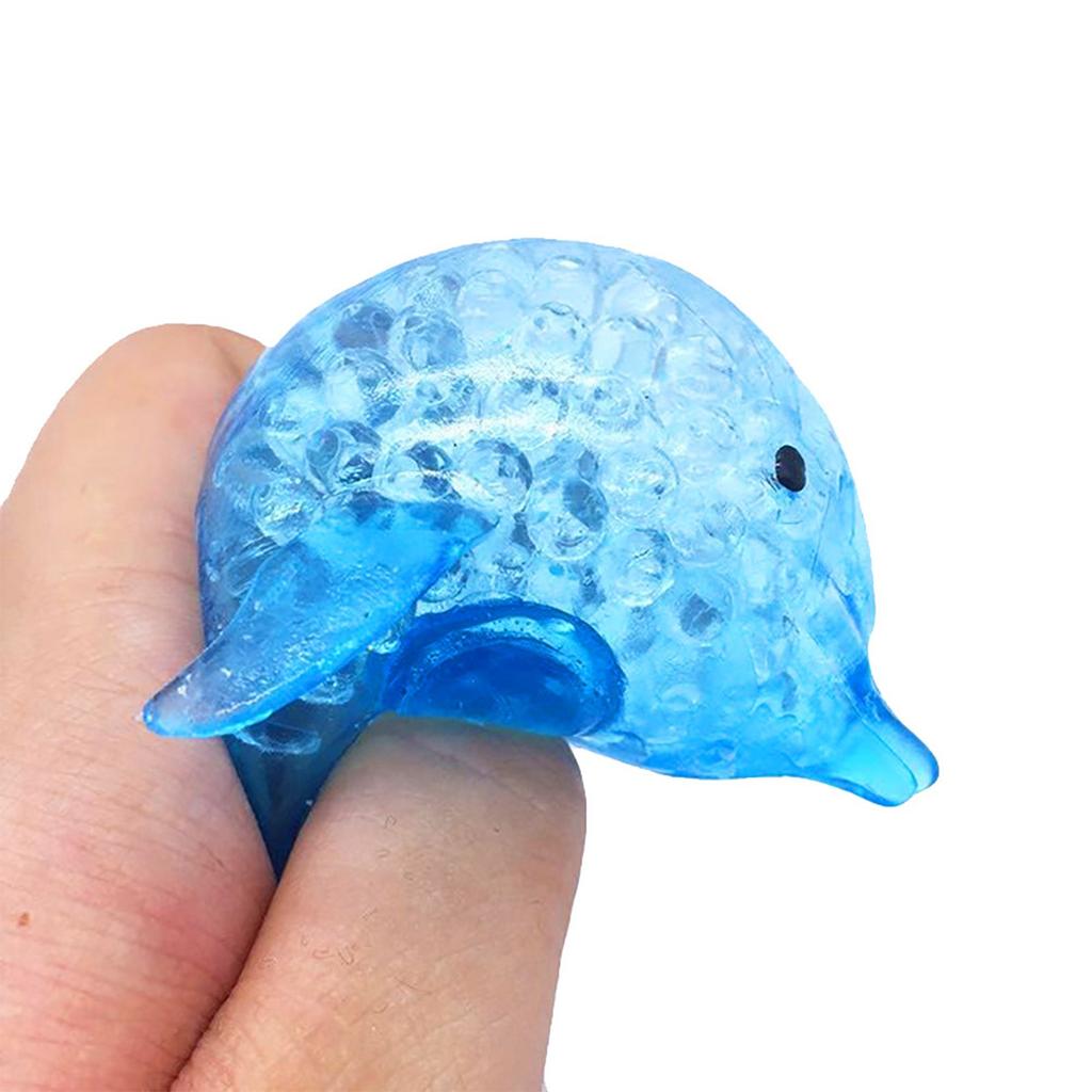 NOS Spongy Dolphin Bead Stress Ball Toy Squeezable Stress Relief Toy