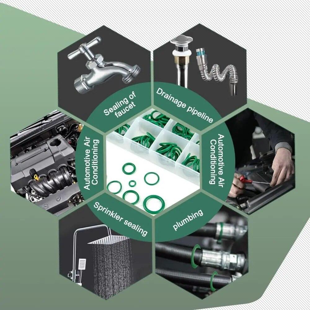 530pcs Repairing O-Ring Seals Rubber Sealing Rings Compressor Seal Ring Car Set Air Conditioner Accessories Silicone Gasket