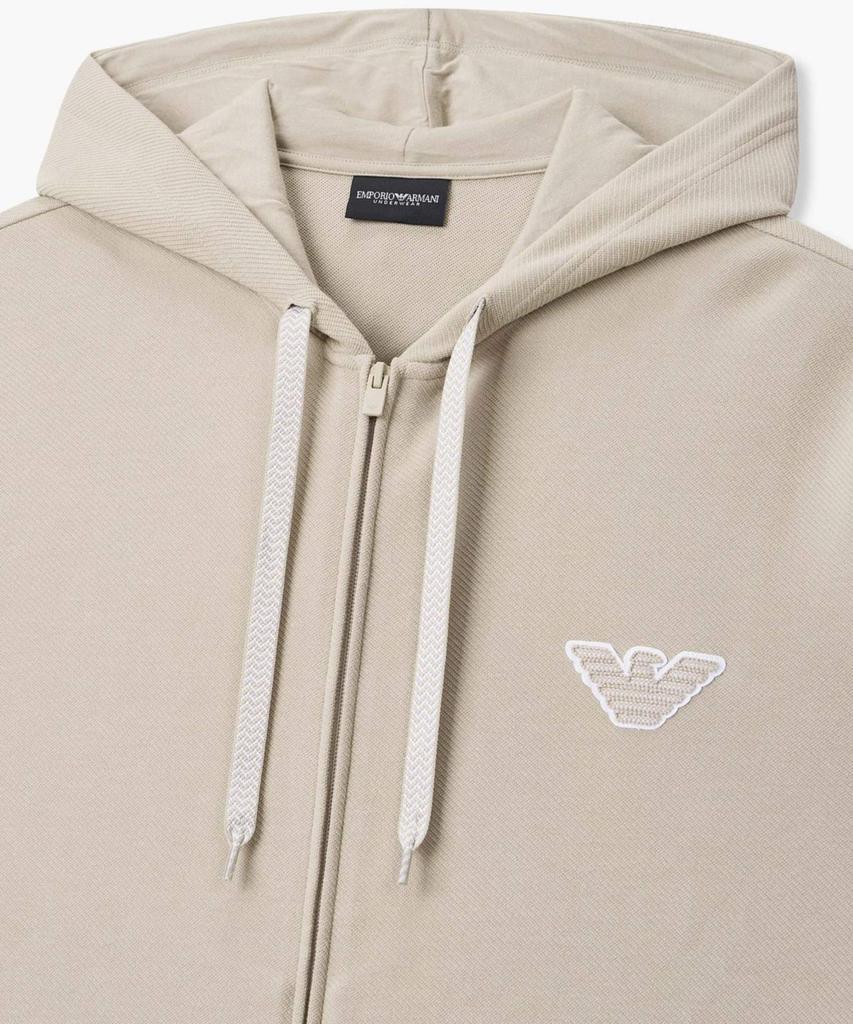 EMPORIO ARMANI UNDERWEAR Men'S Eagle Patch Lounge Zip-Up Hoodie_Natural 0816138003