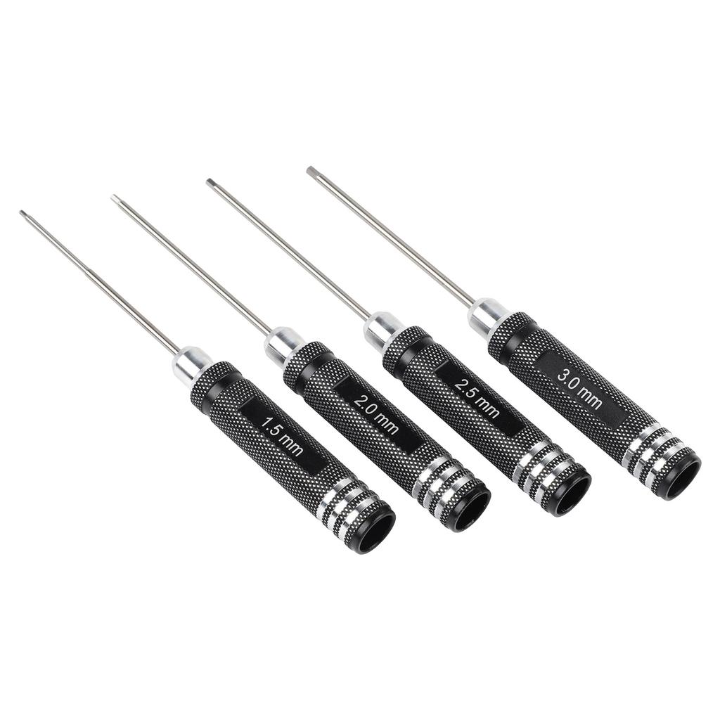 4-Pcs Hexagonal Screwdriver Set Model Tool 1.5/2.0/2.5/3.0mm Black For Remote Control For RC Helicopters Airplanes Transmitters