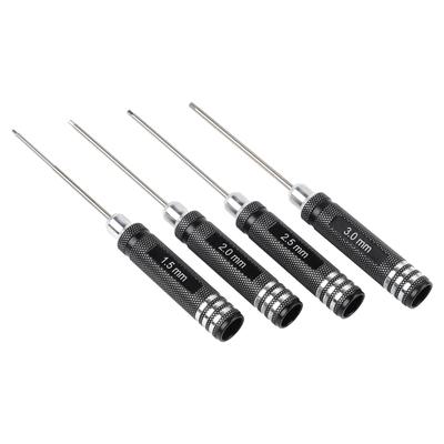 4-teiliges Sechskant-Schraubendreher-Set Modellwerkzeug 1,5/2,0/2,5/3,0 mm Schwarz Für Fernbedienung Für RC-Helikopter Flugzeuge Sender