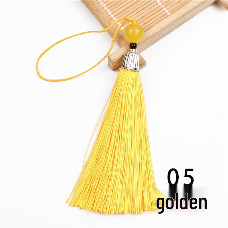 8cm Beaded Ice Silk Tassel Pendant for Hats & Bookmarks - Fine Thread Design, Free Shipping