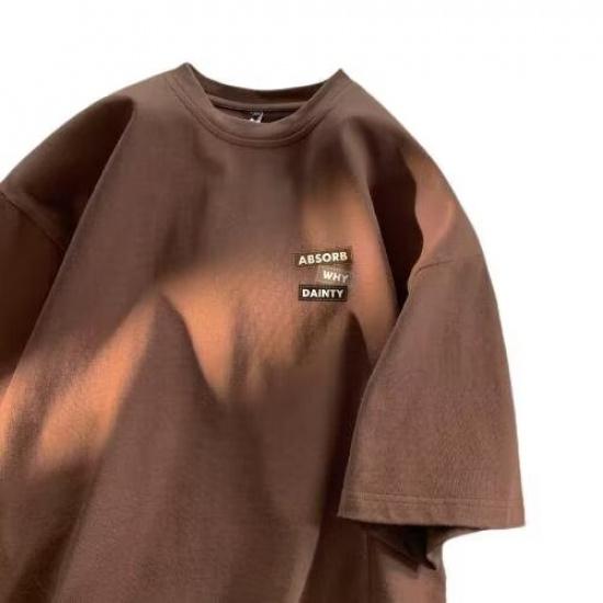 Tricou cu mâneci scurte imprimat cu litere la modă, cu gât rotund, pentru vară, în top casual