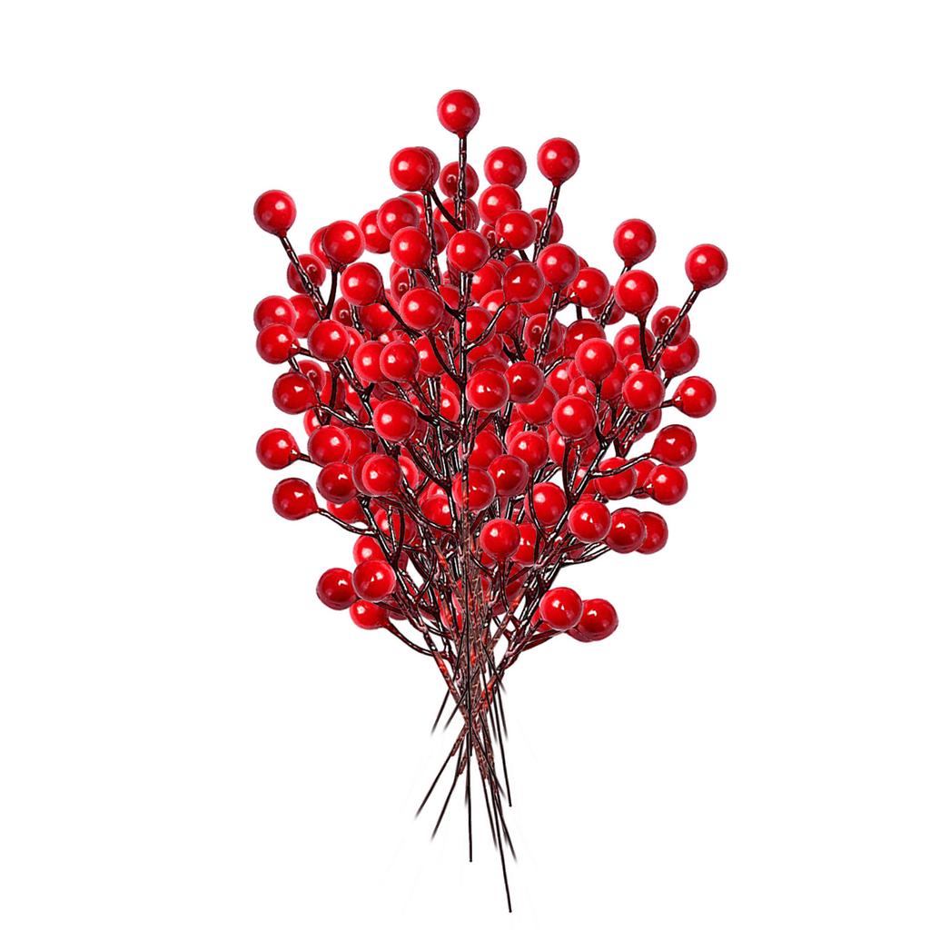 Berry Picks - 24 Artificial Red Berry Stems Red Christmas Tree Decorations 9.45 Inches For Christma Tree Home Decors