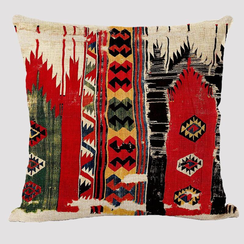 Cuscini in Lino con Fantasie Bohémien Multicolori Stampa Geometrica Etnica Astratta Federe per Cuscini Decorativi Cuscino per Divano del Soggiorno