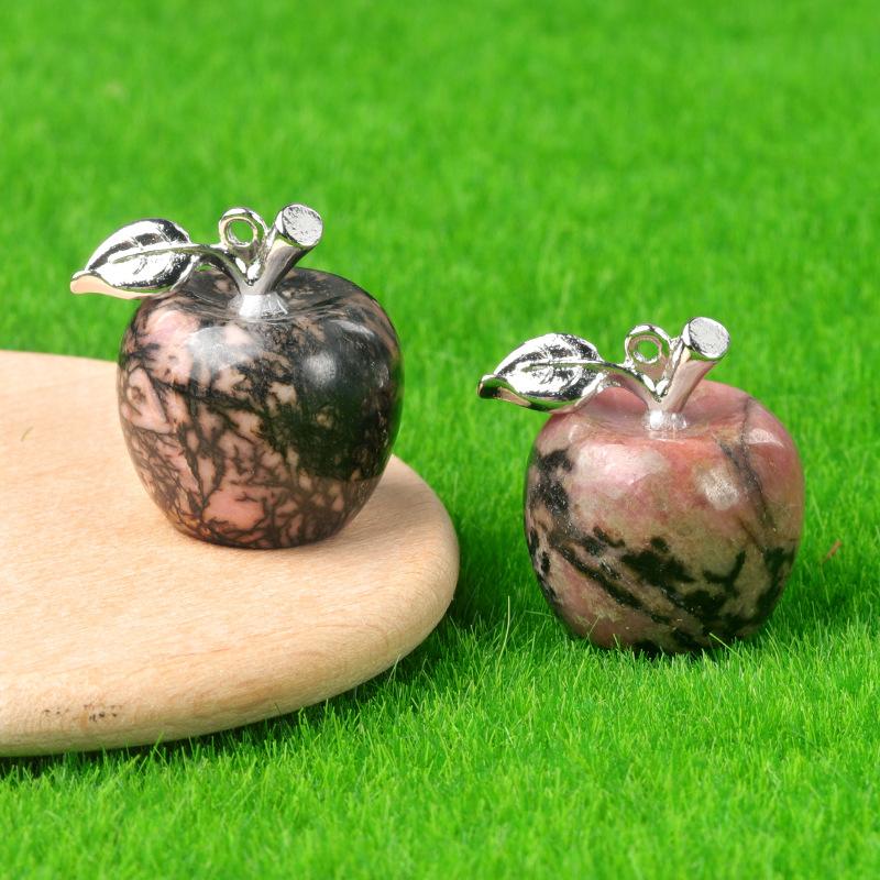 Natural Semi Precious Stone Crystal Mini Apple Pendant for DIY Pendant Thanksgiving Gifts Room Office Decoration Collectibles