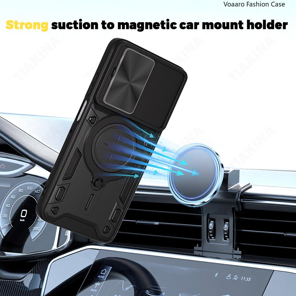 Slide Lens Armor Funda for Motorola Moto G56 5G Case for Motorola Moto G86 5G Case Magnetic Ring Stand Holder Cover