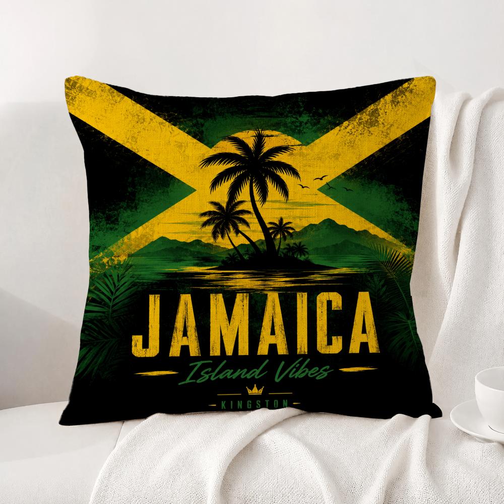 Flag Jamaica Flag Cushion Cover Natural Linen Pillowcase Set AllinOne Decor Cushion Cover for Sofa Bedroom Chair