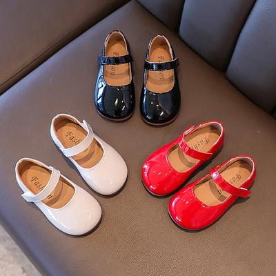 Ballerine in Vernice Liscia Bambina Scarpe Mary Jane a Punta Rotonda Concisa Bambini Suola Morbida Casual Vestito Zapatos in Rosso Bianco