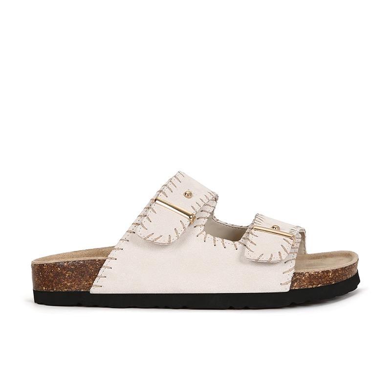 Cowhide Version~ Retro Buckle with Thick-bottomed Beach Slippers Women's Genuine Leather Sandals To Wear Xia Xin