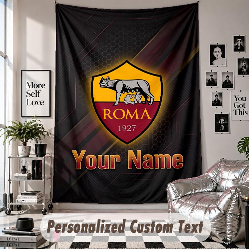 Custom Tapestry Wall Hanging, AS Roma Personalized Name Text Home Wall Decor