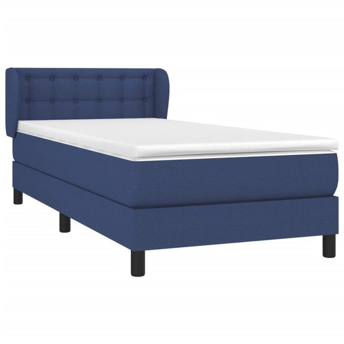 3126547 vidaXL Lit à sommier tapissier avec matelas Bleu 100x200 cm Tissu