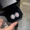 Exquisite luxury Design Zircon Sets with Pink Quartz Zircon Pendant Necklaces Earrings copper Color Rings Wedding 3 Piece Set