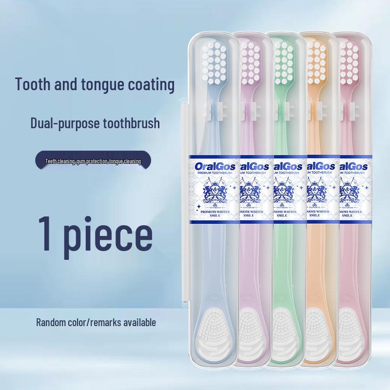 

Зубная щетка с мягкой щетиной двойного назначения и скребок для языка для взрослых – Очиститель полости рта