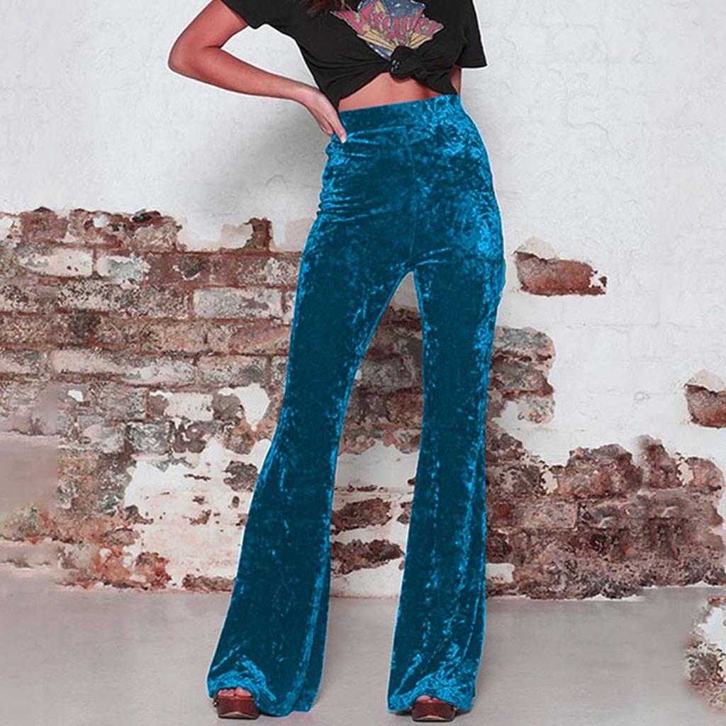 Fashionable Women's Retro Color High,waisted Casual Wide,leg Pants