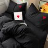 Cool Black Duvet Cover Set Ins Nordic Embroidery Heart Bed Sheet Set Of Four Pieces Home Luxury Bedding Set For Girls