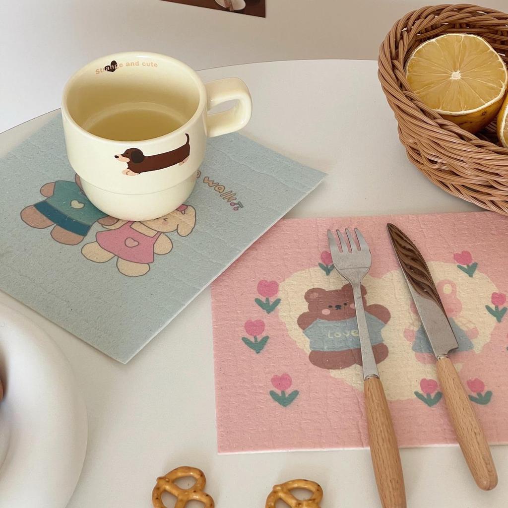 Chu Lele Festive Cartoon Eco-friendly Wood Pulp Cotton Dishcloth & Scouring Pad