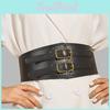 Women Vintage Elastic Waistband Waist Cincher With Double Button Twist Buckle