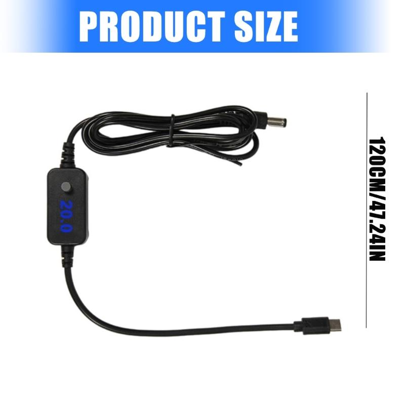 Type C To 5.5x2.5mm Charging Wire With Digital Display 5V 9V 12V 15V 20V Adjustable with 8 Connector Tip for Electronic