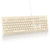 Ussixchare Wired Quiet Membrane Retro Punk Typewriter Design with Blue LED USB Gaming Keyboard with ABS Round Keycaps for Keyboard, Full-Size 104-Key