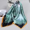 90*90Cm Women Elegant Floral Printed Square Imitation Silk Scarf Hijab Women Luxury Sunscreen And Dustproof Kerchief Head Scarf