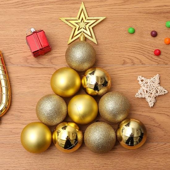 Pachet de 24 de bile pentru pom de Crăciun, ornamente, accesorii pentru agățat, articole de decor pentru brad de Crăciun, pentru acasă, birou, biserică, interior, exterior